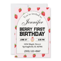 Berry First Birthday Invitation Strawberry Invite