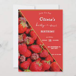 Berry First Birthday Invitation | Strawberry Theme
