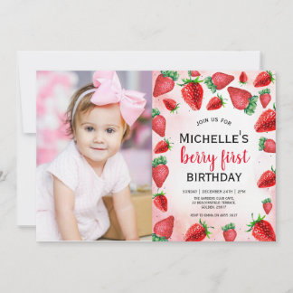 Berry First Birthday Invite, Strawberry Birthday Invitation