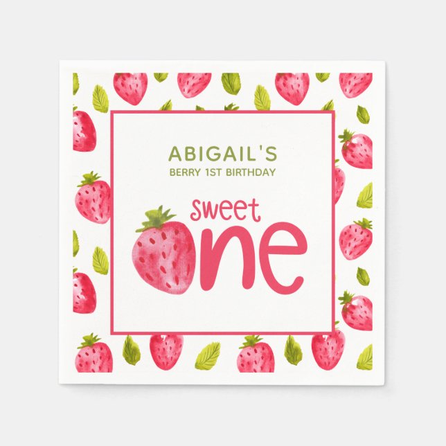 Berry First Birthday Napkin (Front)