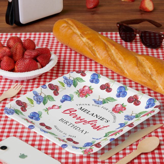 Berry First Birthday Paper Plate (Picnic)