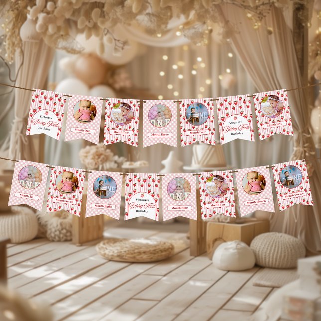 Berry First Birthday Party Bunting Flags (Creator Uploaded)