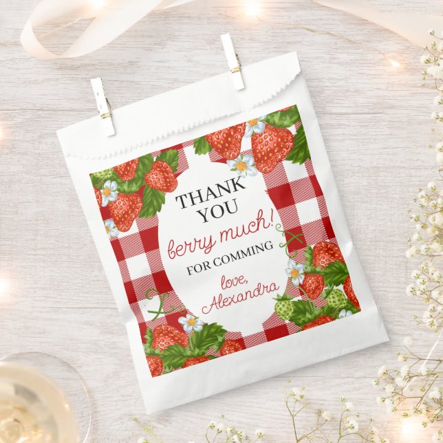 Berry First Birthday Party Favour Favour Bag (Clipped)