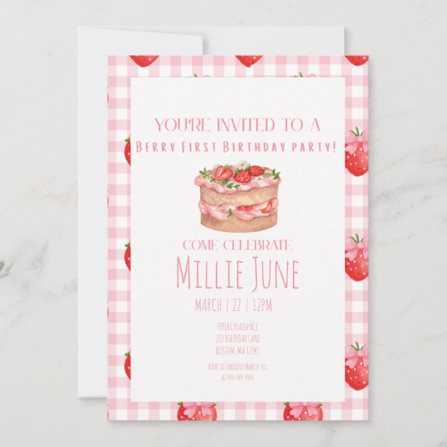 Berry First Birthday Party Invitation (Front)