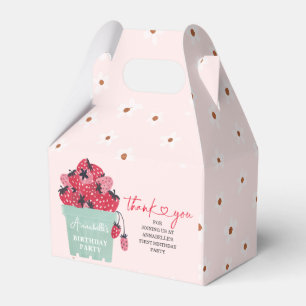 Berry First Birthday Party Invitation Strawberry Favor Box