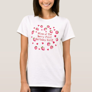 Berry First Birthday Party Strawberry Hearts Mom T-Shirt