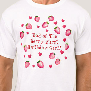 Berry First Birthday Party Strawberry Hearts T-Shirt