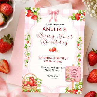Berry First Birthday Personalized Invitation