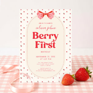 Berry First Birthday Pink Coquette 1st Birthday Invitation