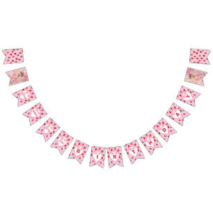 Berry First Birthday Pink Sweet Strawberry Party Bunting Flags
