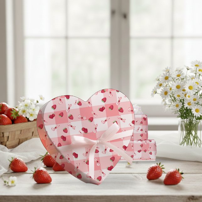 Berry First Birthday Red Gingham Bows Wrapping Paper (Berry First Birthday Red Gingham Bows Wrapping Paper)