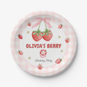 Berry First Birthday Soft Pink Paper Plate