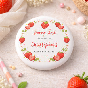 Berry First Birthday Strawberry 1st Birthday 1 Inch Round Button