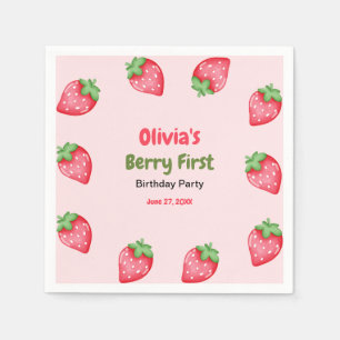 Berry First Birthday Strawberry 1st Birthday  Napkin