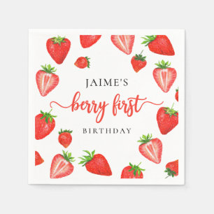 Berry First Birthday   Strawberry 1st Birthday Napkin