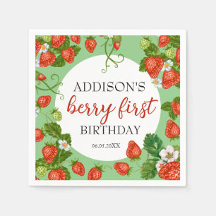 Berry First Birthday Strawberry 1st Birthday Napkin