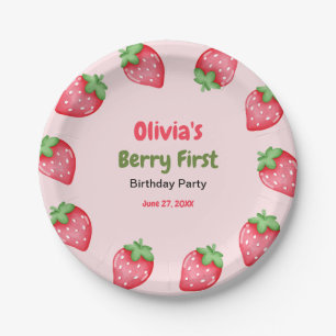 Berry First Birthday Strawberry 1st Birthday  Paper Plate