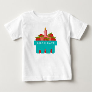 Berry First Birthday Strawberry Basket Baby T-Shirt