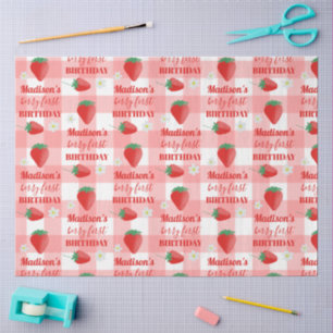 Berry First Birthday Strawberry First 1st Name Tissue Paper