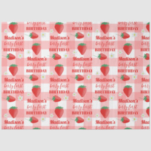 Berry First Birthday Strawberry First 1st Name Tissue Paper