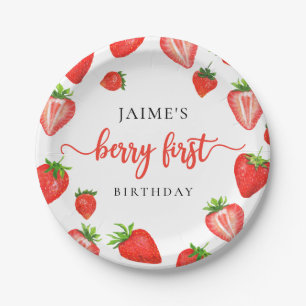 Berry First Birthday Strawberry First Birthday Paper Plate