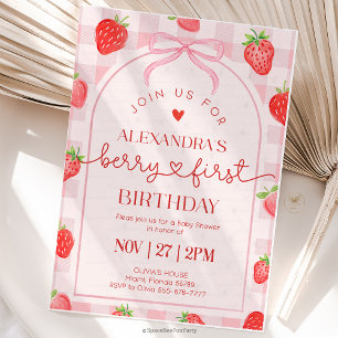 Berry First Birthday Strawberry Invitation