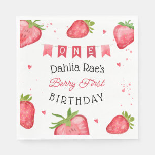 Berry First Birthday Strawberry Napkin