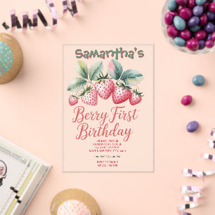 Berry First Birthday Strawberry One Sweet Berry  Acrylic Invitations