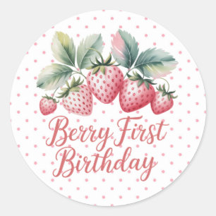Berry First Birthday Strawberry One Sweet Berry Classic Round Sticker