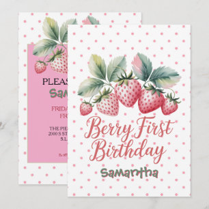 Berry First Birthday Strawberry One Sweet Berry  Invitation