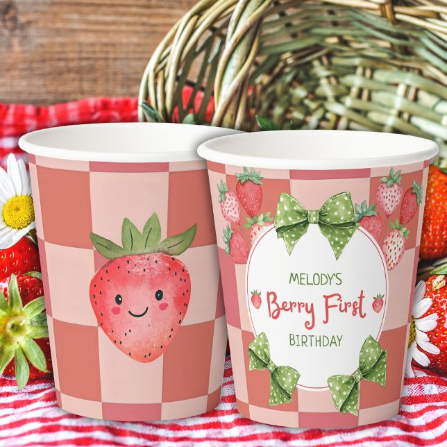 Berry First Birthday Strawberry Party  Paper Cups (Creator Uploaded)