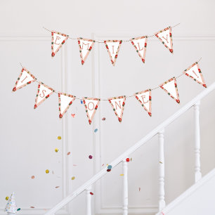 Berry First Birthday Strawberry Pattern One Bunting Flags
