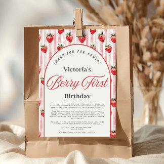 Berry First Birthday Thank You Card