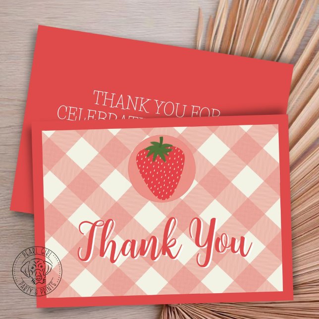 Berry First Birthday Thank You Flat Card (Creator Uploaded)
