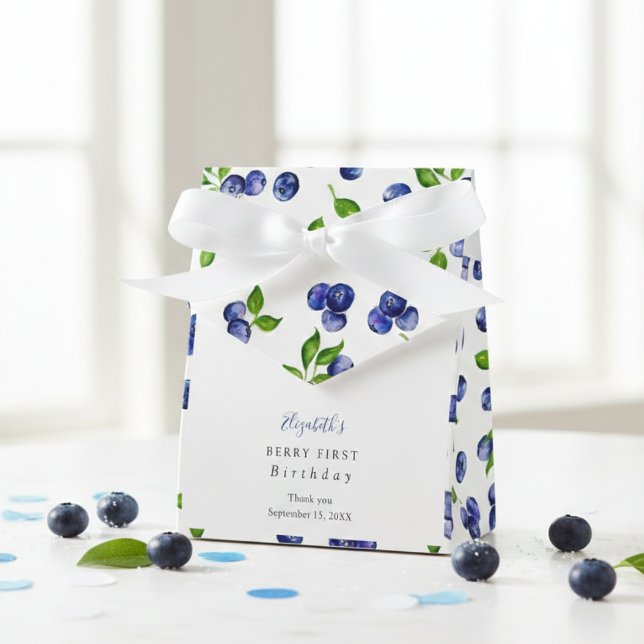 Berry First Birthday Watercolor Blueberry Cute Favor Box (Creator Uploaded)