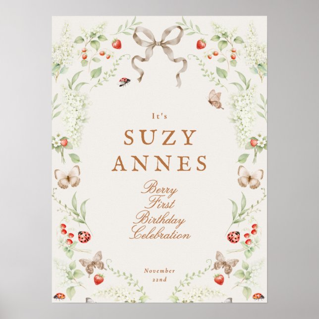 Berry First Birthday Welcome Sign (Front)