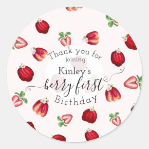 Berry First Birthday Wild Strawberry Shortcake Classic Round Sticker