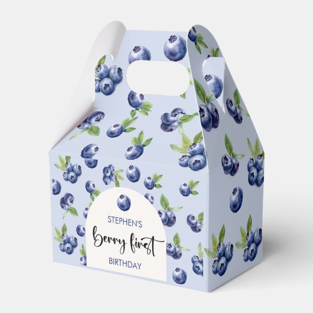 Berry first blueberries kids birthday favor box (Front Side)