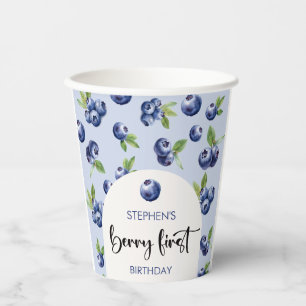 Berry first blueberries kids birthday paper cups