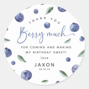'Berry First' Blueberry 1st Birthday Classic Round Sticker