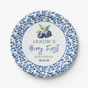 Berry First Blueberry 1st Birthday Party Paper Plate