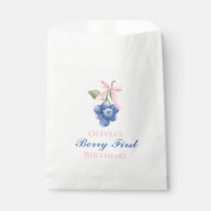 Berry First blueberry birthday Pink Bow Coquette Favour Bag