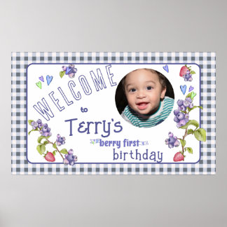Berry First Boy's Birthday Banner Poster