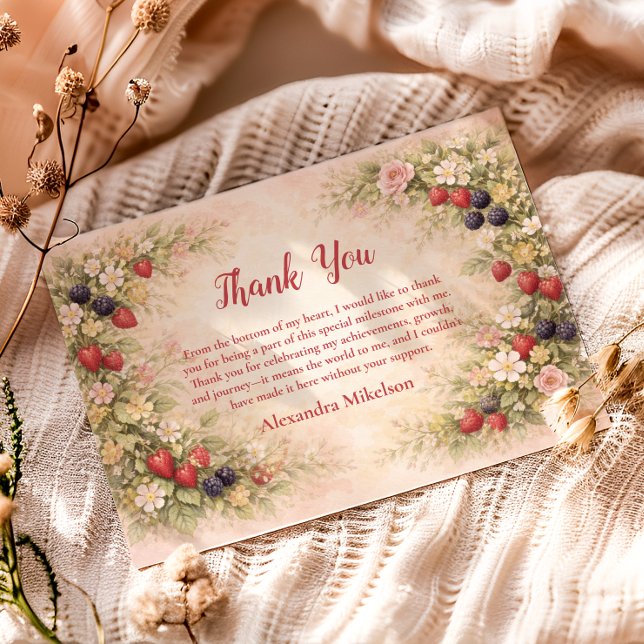 Berry First Garden 1st Birthday Thank You Card (Creator Uploaded)