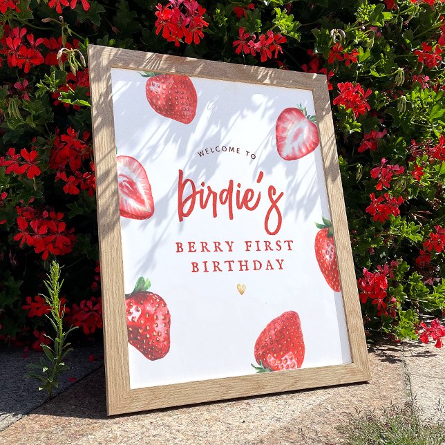 Berry First Girl First Birthday Party Affiche de b (Créateur téléchargé)