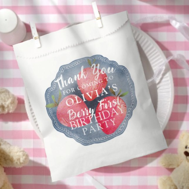Berry First Red Strawberry Birthday Favor  Favour Bag (Creator Uploaded)