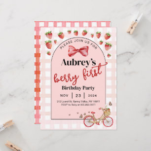 Berry First Strawberry 1st Birthday Invitation