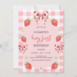 Berry First Strawberry 1st Birthday Invitation