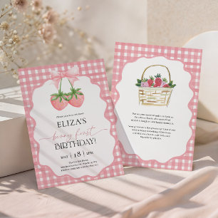 Berry First Strawberry 1st Birthday Invitation