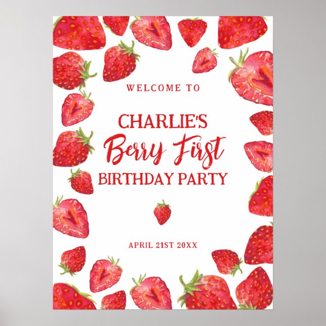 Berry First Strawberry Affiche de bienvenue fête d (Devant)